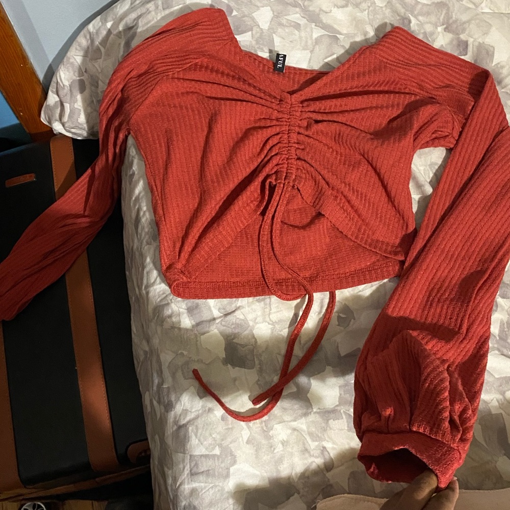 Burnt orange long sleeve crop top